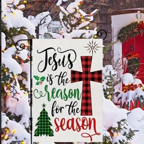 Jesus Is the Reason for the Season Canvas Yard Flag NWT - Picture 1 of 4